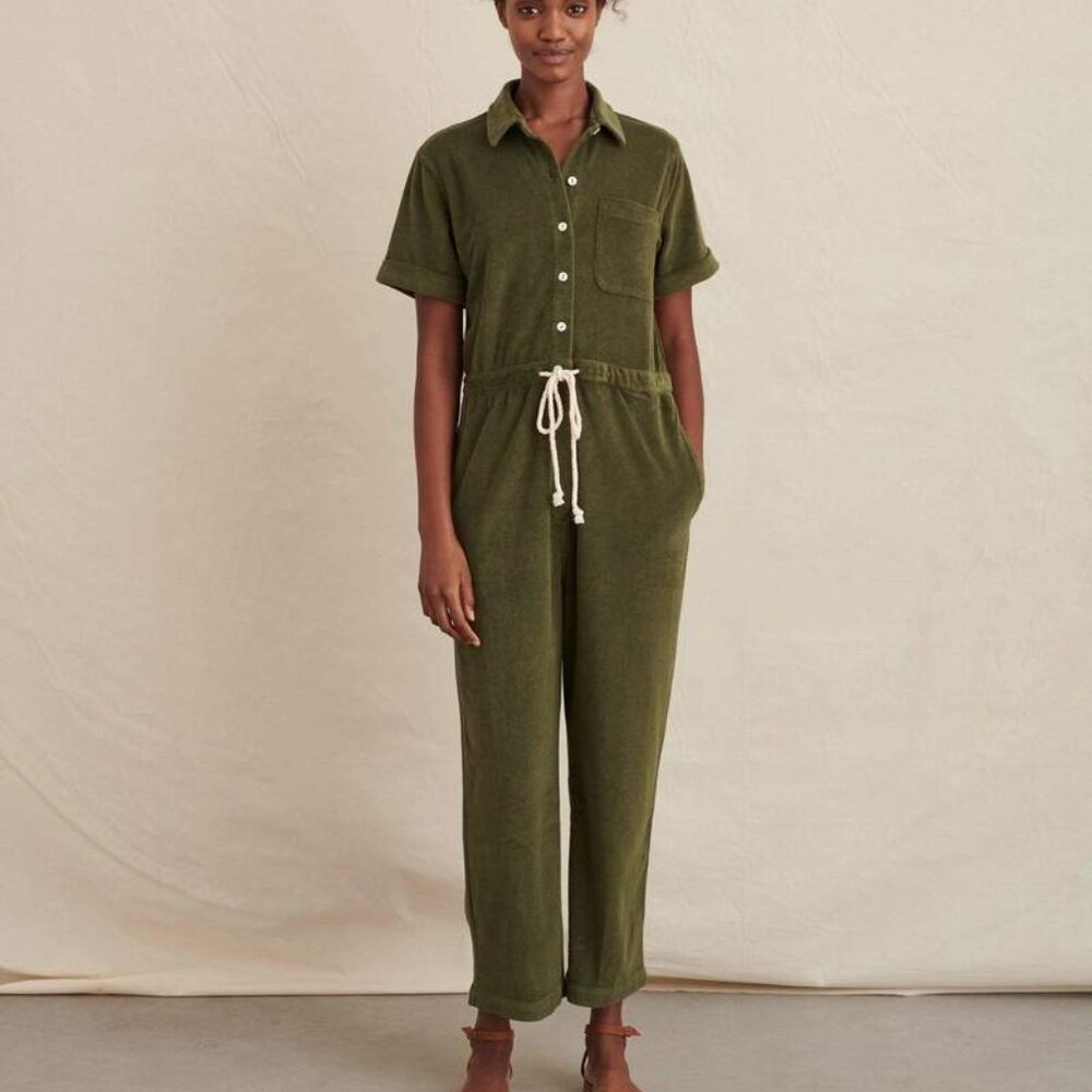 Alex Mill Size XS Olive Green Terry Cloth Nautical Jumpsuit